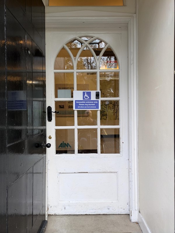 Image of accessible entrance to the Andrew Carnegie Birth Museum