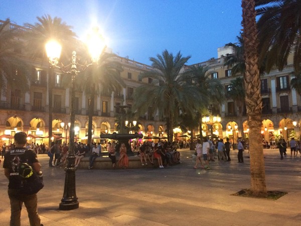 Photo of the square at night.