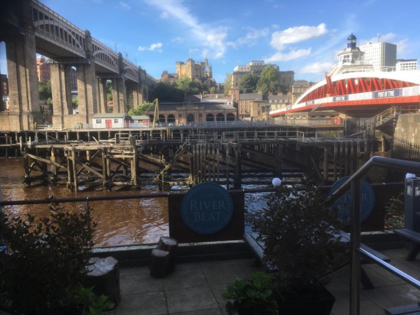 View of Newcastle between High Level Bridge and the Swing Bridge. Terrace, not wheelchair accessible