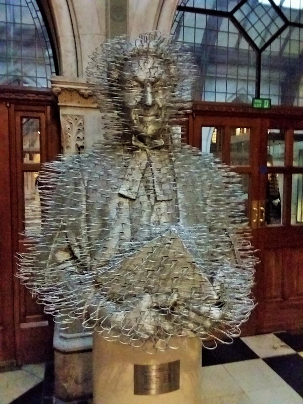 Artwork made of coat hangers