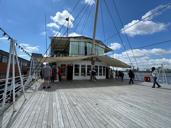 Up on the main deck enjoying the sun drenched views