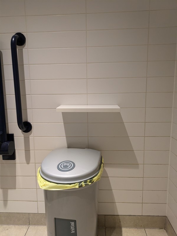 Image of colostomy shelf in accessible toilet