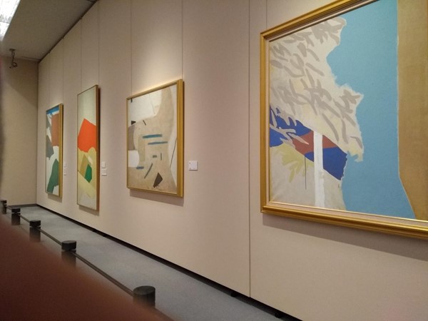 Paintings on display.