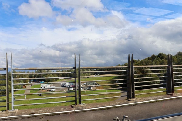 View of the motorhome car park from the top of the wheel.