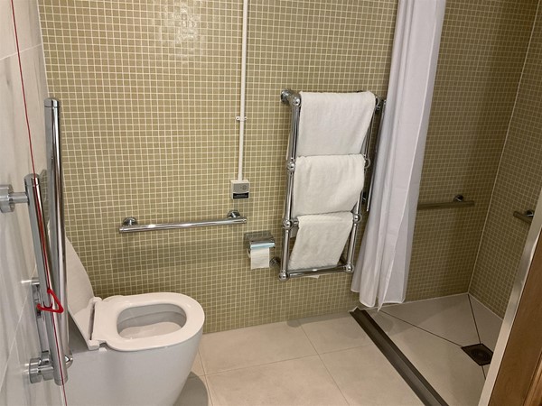 Image of a bathroom with a toilet and shower