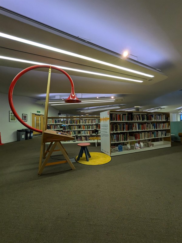 Image of a desk with a listening horn