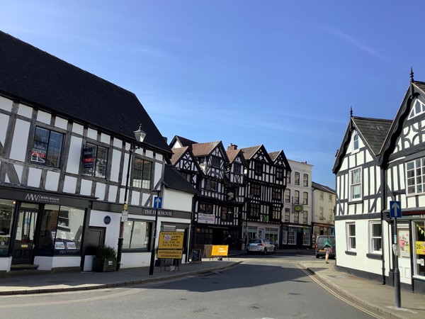 Picture of a road between buildings