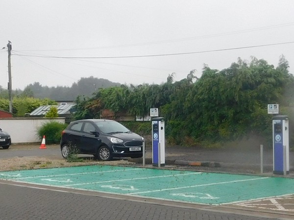 The car charging points in the rear car park