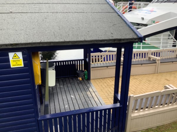 Image of a blue hut with a CCTV sign