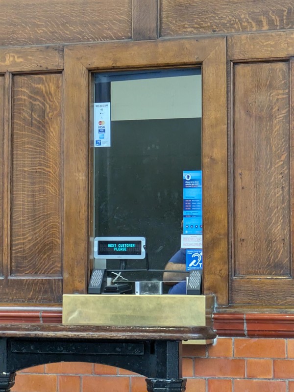 Image of the ticket office window.