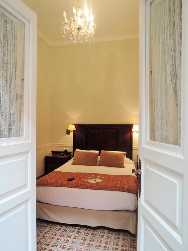 Bedroom with double doors.