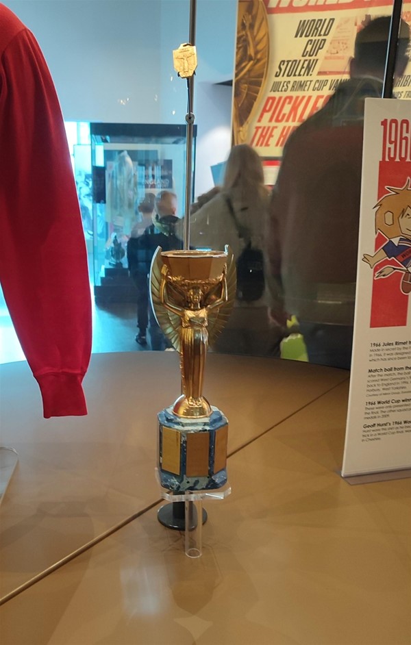 A replica of the Jules Rimet trophy at the National Football Museum