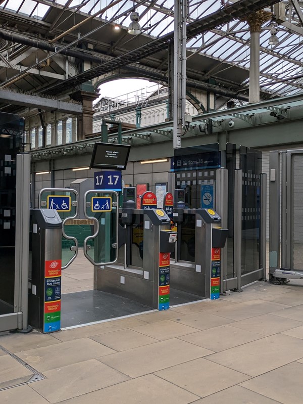 Image of the wide accessible gates to the platform