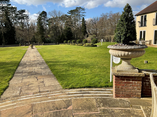 Down the path to the summer house and pool area