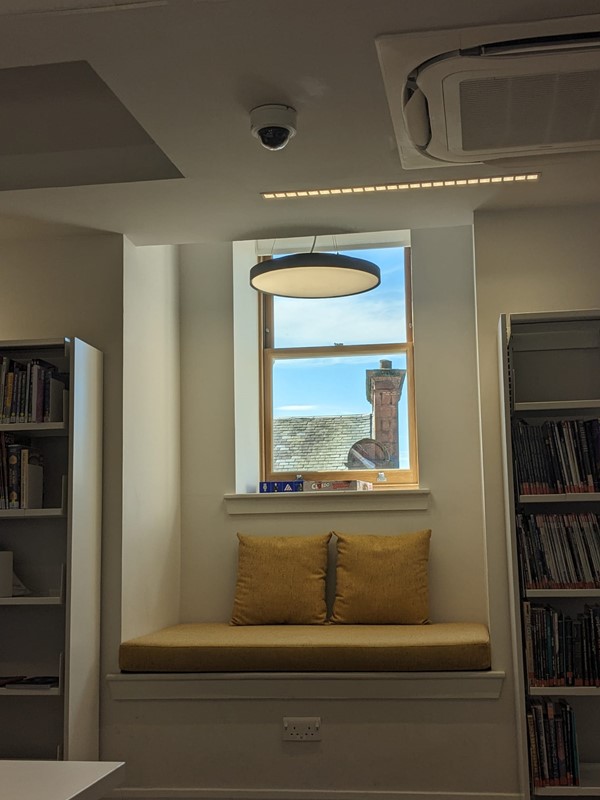 Image of Paisley Central Library window and window seat