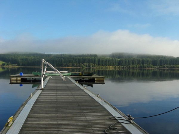 The jetty with deck hoist for access to canoes and sailing