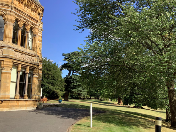 Views across the landscaped grounds