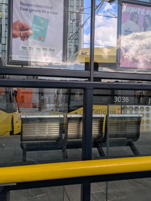 Image of seating in the tram platform shelter