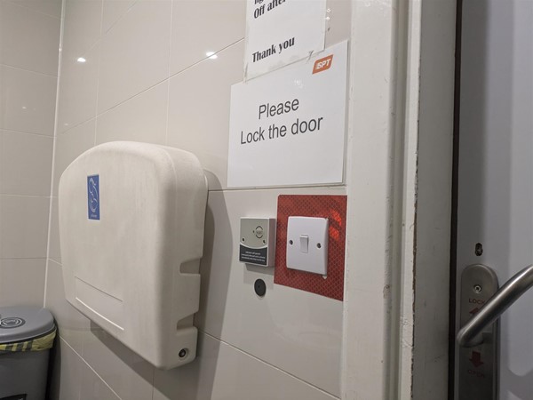 Image of baby change table in accessible toilet