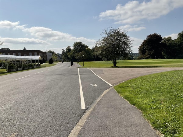 Image of a road with grass and trees