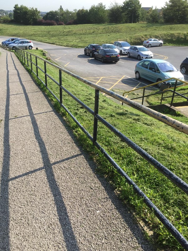 Slope leading from car par. 