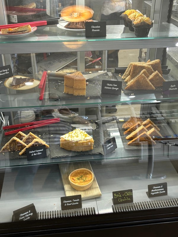 Image of a display case with different types of food