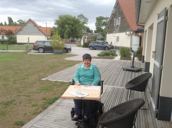 Terrace and carpark (car on left is in disabled bay)