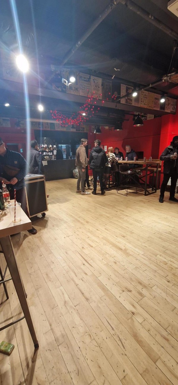 This photo shows the high tables and stools and the wee bar.