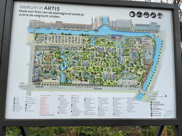 A display board showing a map of the zoo