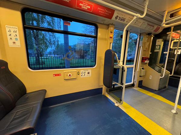 One of the two wheelchair spaces on the Edinburgh tram