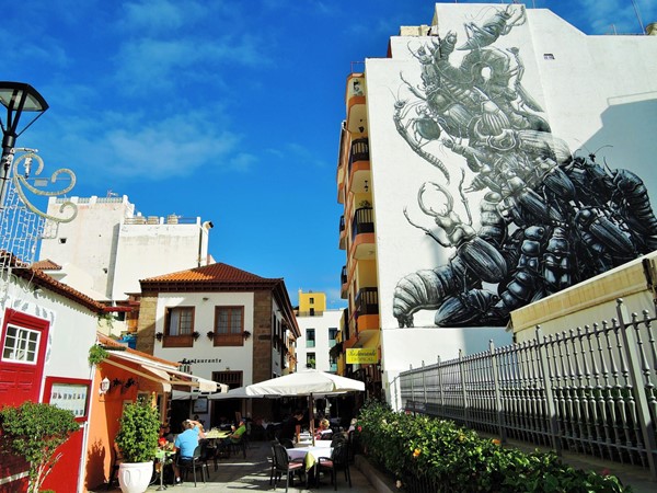 Typical street scene with mural