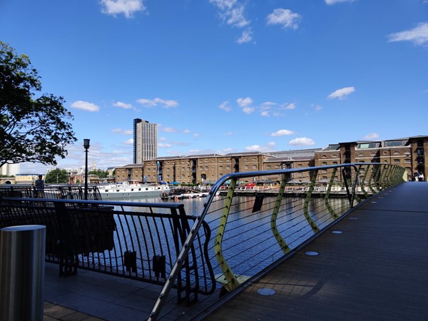 A long view of the museum from the other side of the dock