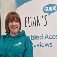 Image of Just Jules wearing a Euan's Guide hoodie