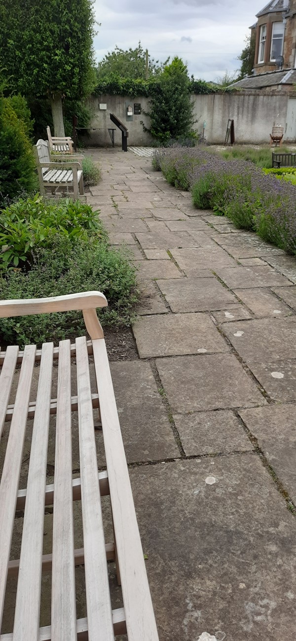 Image of benches along a pathway