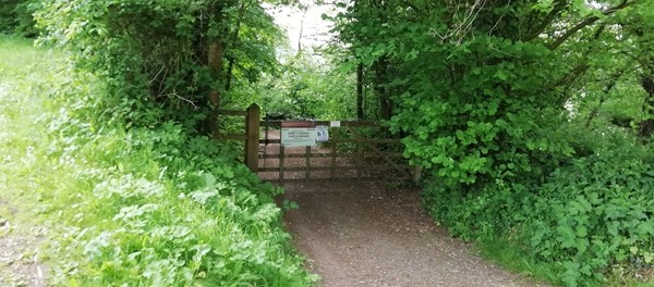 Entrance to Castle Woods. The route can be driven with permission.