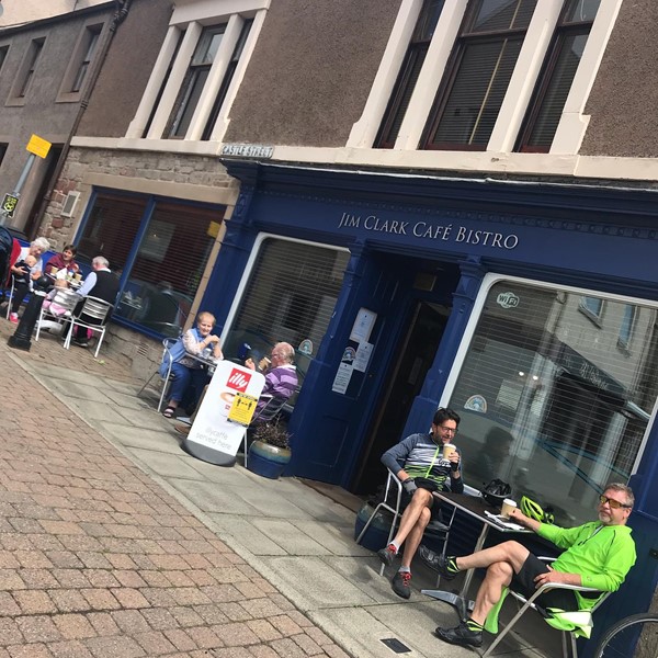 Outside seating at the Jim Clark Cafe in Duns