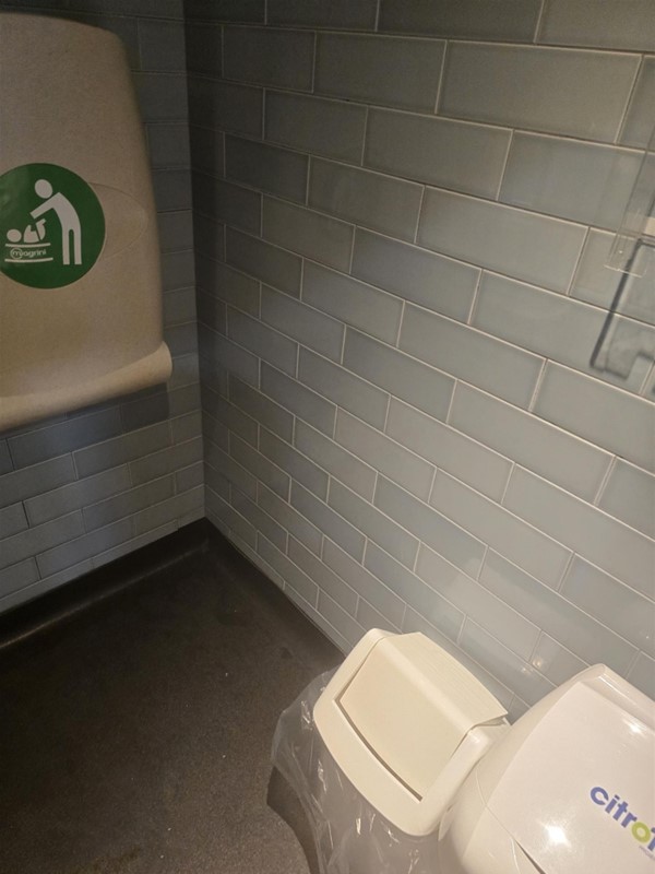 Image of a folded up baby changing table and two bins