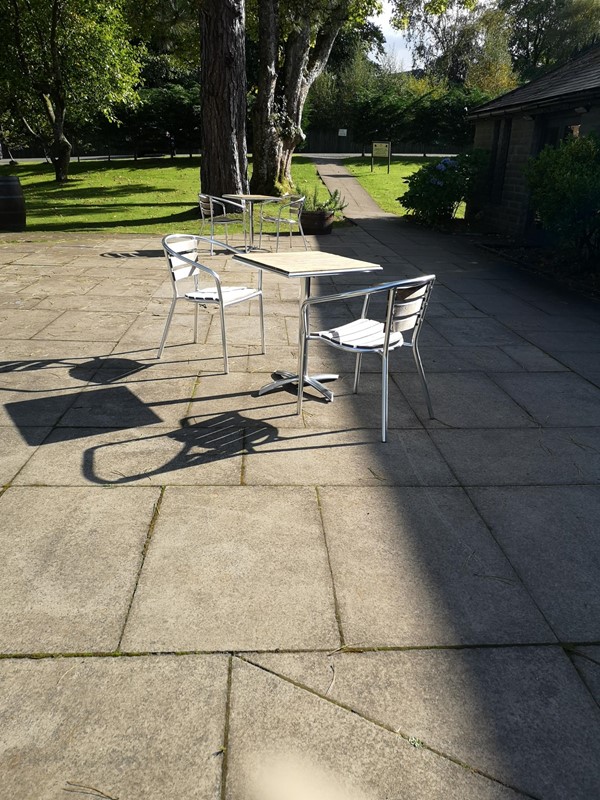 Path from the car park and additional outdoor seating