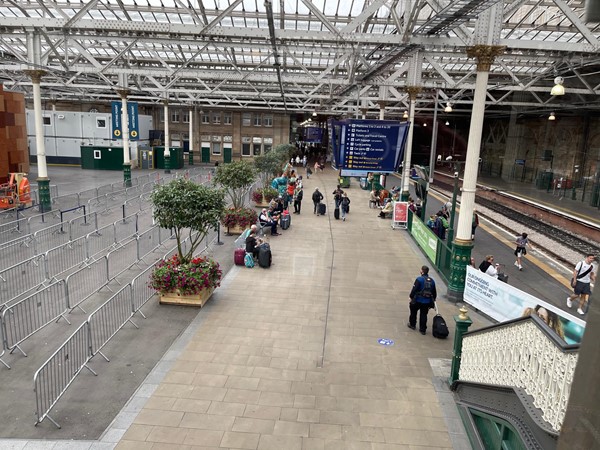 Looking along the platform as you cross the bridge via the Carlton road lifts at Waverley Station