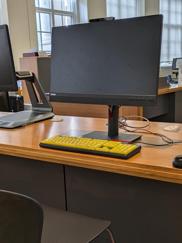 Image of accessible desktop computer with high contrast keys