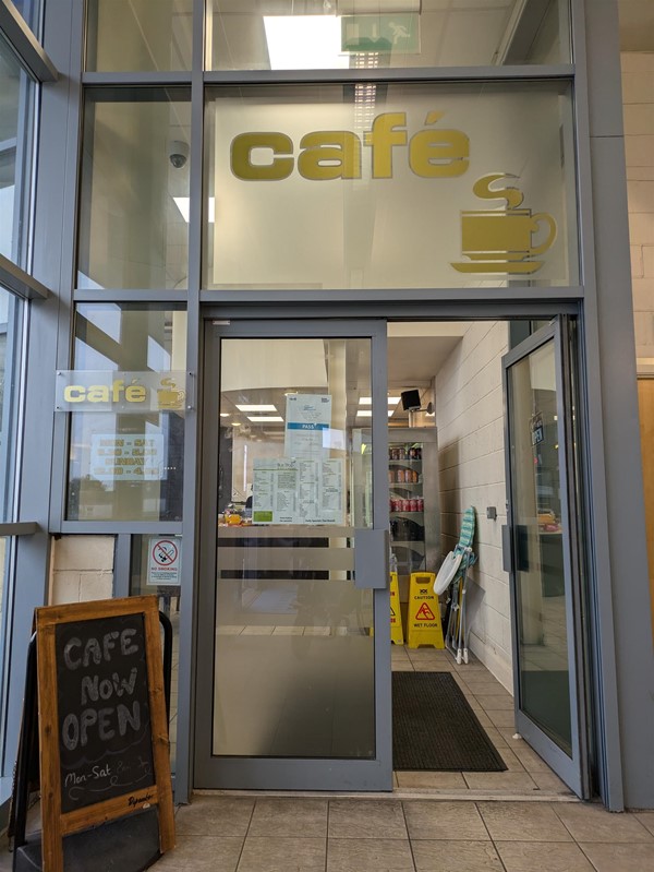 Image of cafe entrance at Dunfermline Bus Station