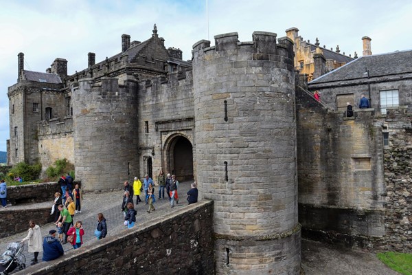 One of the castle entrances, which is on a steep gradient and is heavily cobbled.