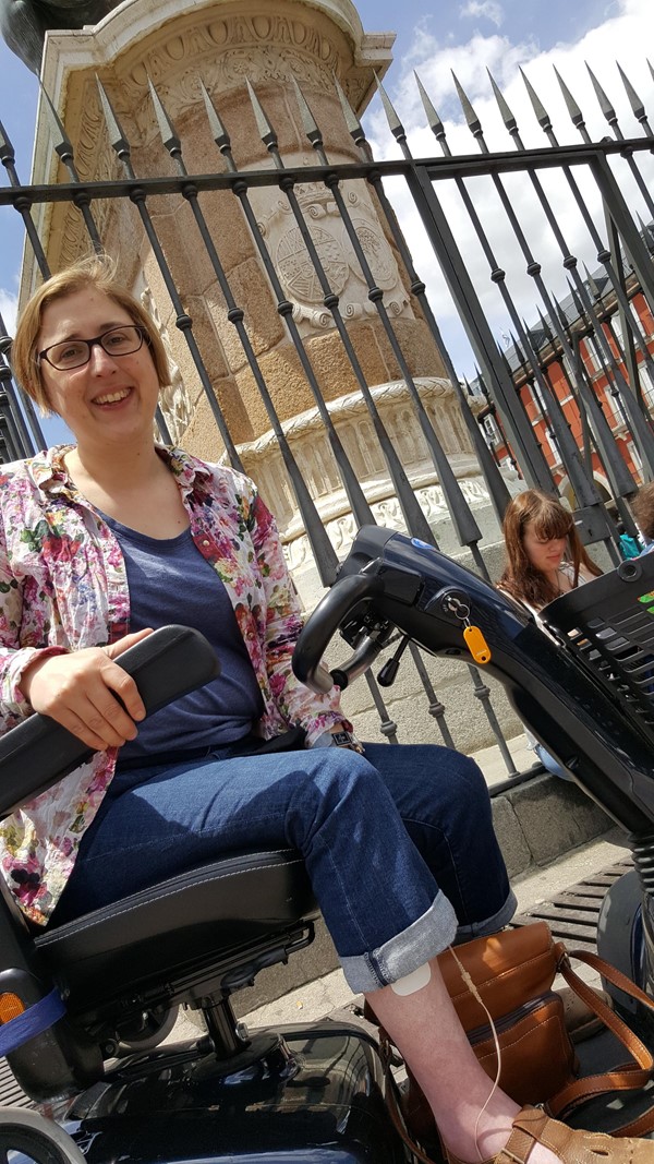 Scooter from Accessible Madrid in action on Plaza Mayor