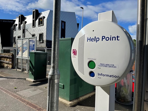 The help point on the railways station's platform at Galashiels