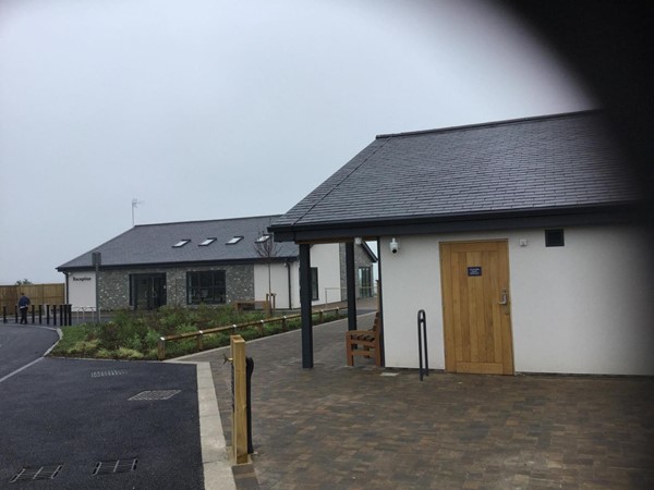 View of Reception and facilities block.
(It was sunny the next day!)