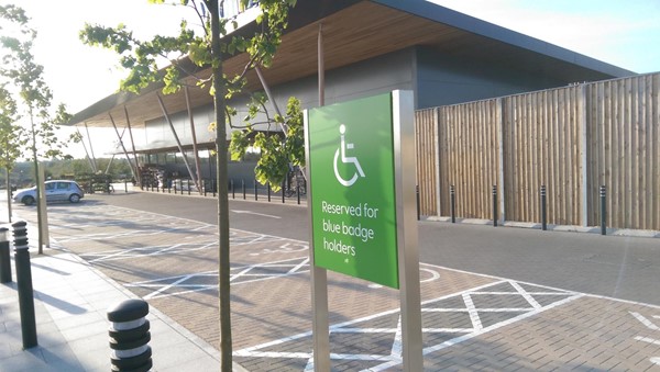 Lots of blue badge parking at the front of the store