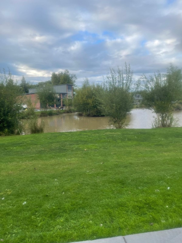 View from the fishing lake across to the other cottages.