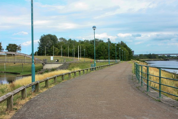 Path alongside the River Tees, lovely and wide with good surface.