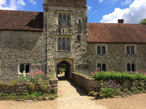 Exterior of house from the other side of the moat