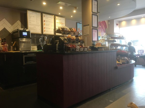 Image of the counter height in Costa Coffee.